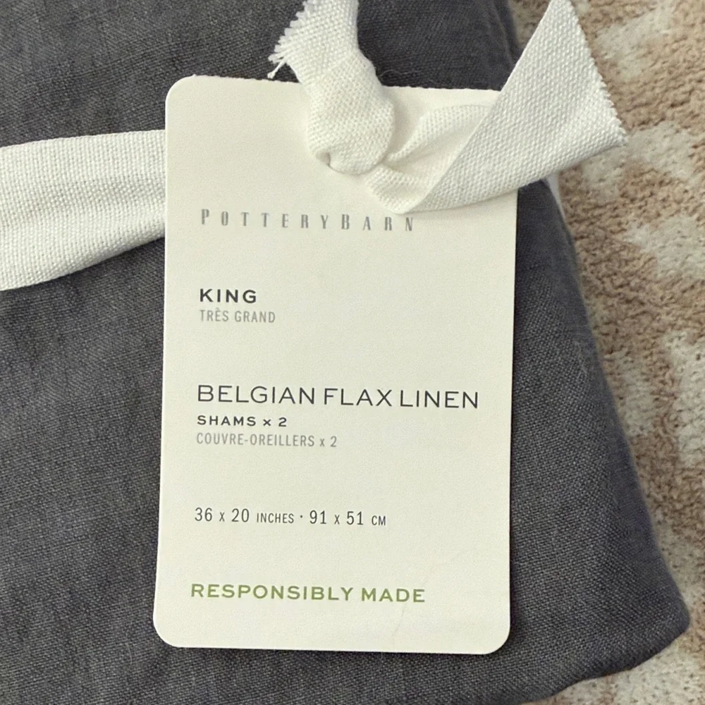 Pottery Barn King Belgian Flax Linen Shams - Set of 2